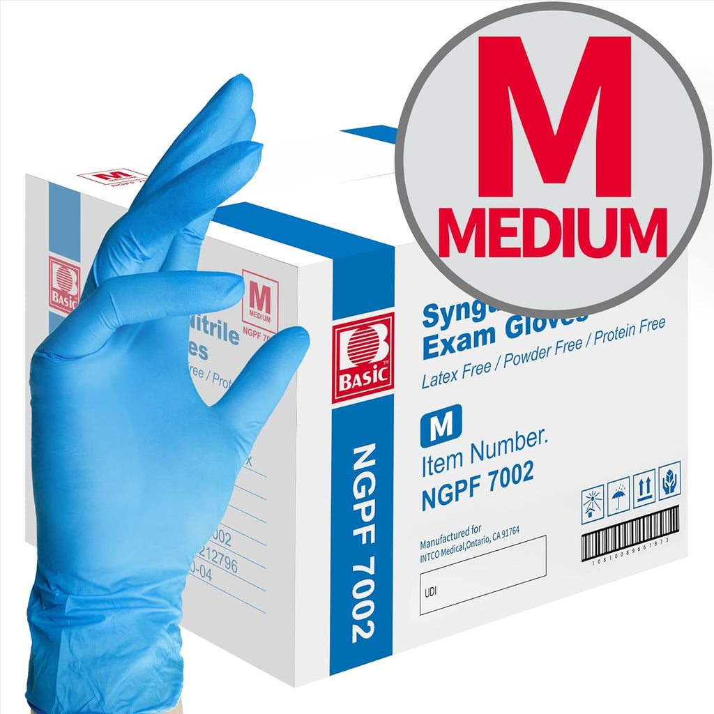 Medical Blue Nitrile Exam Gloves - Latex-Free & Powder-Free - NGPF-7002 (Case of 1,000), Medium