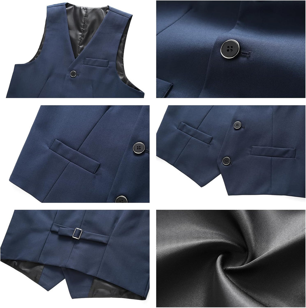 Boys Suits 3 Piece Slim Fit for Kids Size 10 Navy Blue Prom Wedding Dresswear Formal Set Tuxedo Blazer Jacket Vest Pant