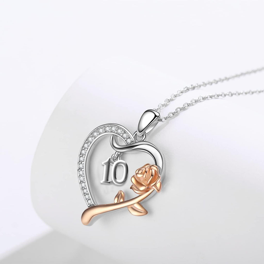 18 Year Old Girl Birthday Gifts / 10Th/11Th/12Th/13Th/15Th/16Th/17Th/21Th/30Th/40Th/ 50Th/60Th/70Th/75Th/80Th/85Th/90Th/100Th Birthday Gifts for Women Daughter 925 Sterling Silver Love Heart Rose Flower Pendant Necklace for Wife Mom Mothers Day Christmas Anniversary Graduation Jewelry