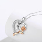 18 Year Old Girl Birthday Gifts / 10Th/11Th/12Th/13Th/15Th/16Th/17Th/21Th/30Th/40Th/ 50Th/60Th/70Th/75Th/80Th/85Th/90Th/100Th Birthday Gifts for Women Daughter 925 Sterling Silver Love Heart Rose Flower Pendant Necklace for Wife Mom Mothers Day Christmas Anniversary Graduation Jewelry