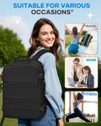 Large Black Travel Backpack for Women Men Airline Approved Carry on Backpack Flight Approved Waterproof Sports Luggage Backpacks Casual Daypack Small Hiking Backpacks