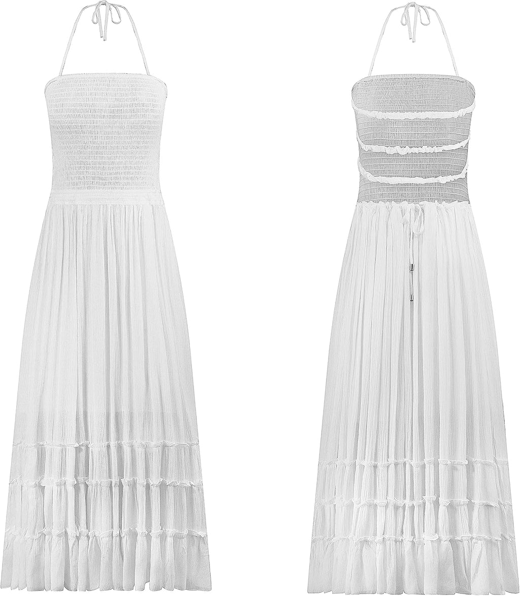 Womens Summer Boho Sexy Backless Long Dresses