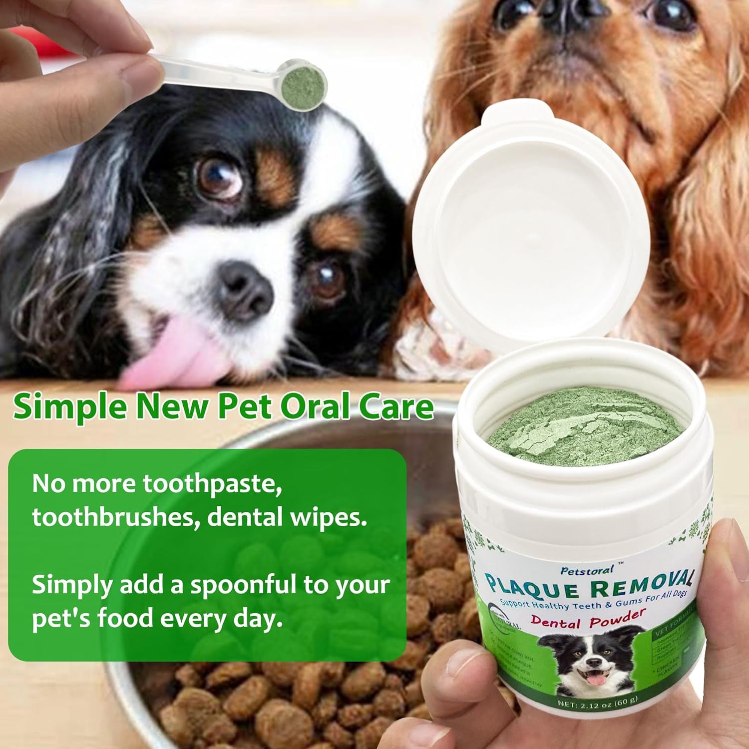 Natural Dog Dental Powder for Plaque Removal | Helps Reduce Plaque, Supports Healthy Teeth & Gums, Freshens Breath, Daily Dental Care for All Dogs