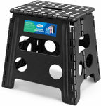 Folding Step Stool 13 Inch,300Lbs Foldable Stool for Adults & Kids | Stepping Stool Black,Non-Slip Plastic Compact Foot Stool with Carry Handle,Lightweight for Bathroom Kitchen Bedroom Garden