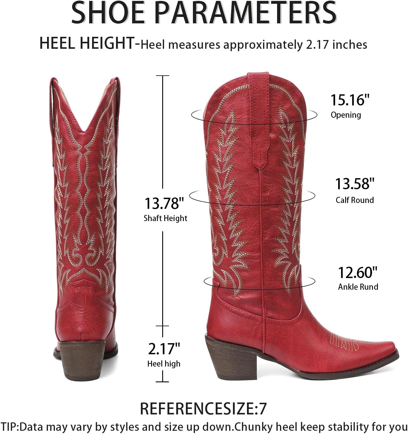 Cowboy Boots for Women: Embroidered Western Knee High Boots Women - Pointed Toe Chunky Heel Cowgirl Tall Boots