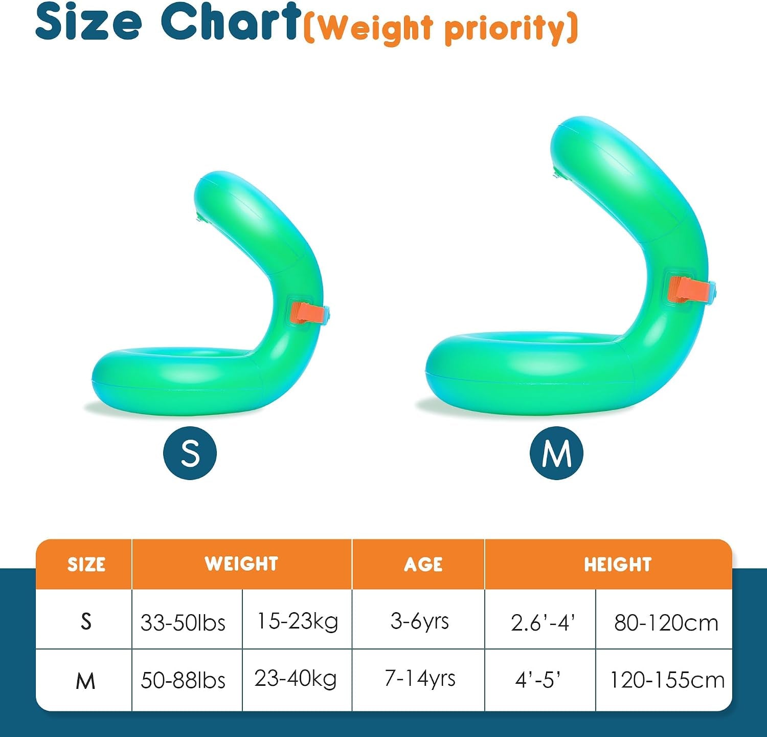 Kids Swim Vest for 3-6/7-14 Yrs,Inflatable Floaties,Swim Aid | 33-50/50-88 Lbs Fit|Dual Air Chambers|Adjustable Buckle|Pool & Beach Use|Learn-To-Swim Aid