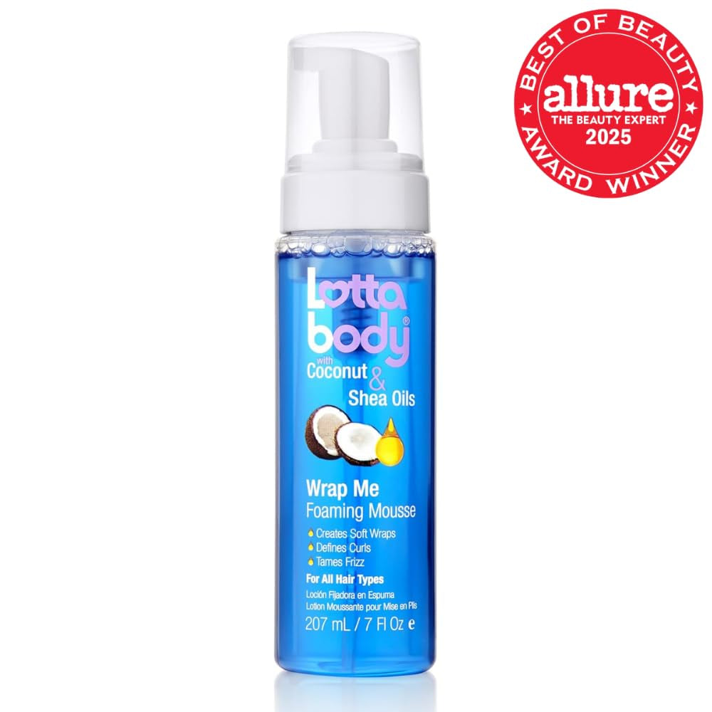 Wrap Me Foaming Mousse with Coconut & Shea Oils, Lightweight Moisture-Rich Curl-Defining & Frizz-Control Styling Mousse for Natural Curly, Coily & Relaxed Hair, 7 Oz