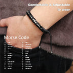 Fathers Day Gift, Gifts for Men Morse Code Bracelets for Men 2026 Graduation Gifts Mens Bracelet for Him Boyfriend Husband Leather Bracelet Motivational Birthday Jewelry Stocking Stuffers