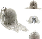 Women round Ball Crystal Evening Clutch Purse Tassel Wedding Party Hand Bags