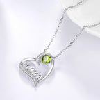 Birthday Gifts for Women 925 Sterling Silver Mom Necklace August September Birthstones Necklace Peridot Blue Sapphire and More Stones Jewelry for Her Love Heart Pendant Necklace