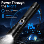 3 Pack Rechargeable Flashlights High Lumens, 990000Lm Super Bright Handheld Flash Light with Power Display, 15H Runtime, IPX7 Waterproof, Zoomable 5 Modes for Outdoor Survival & Camping