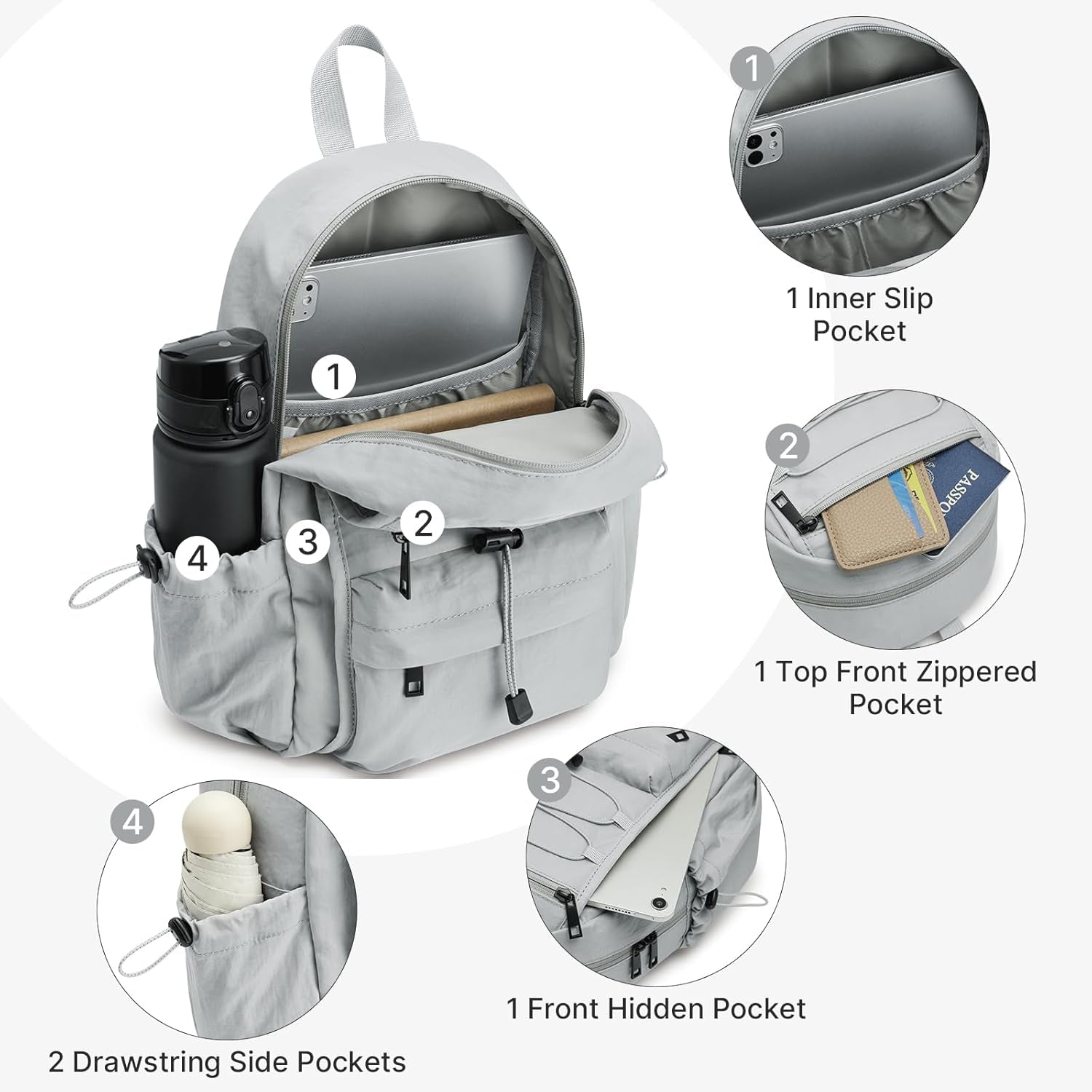 10L Small Hiking Backpack for Women Men | Mini Lightweight Travel Casual Daypack, Water Repellent Fabric, Fits 11" Tablet