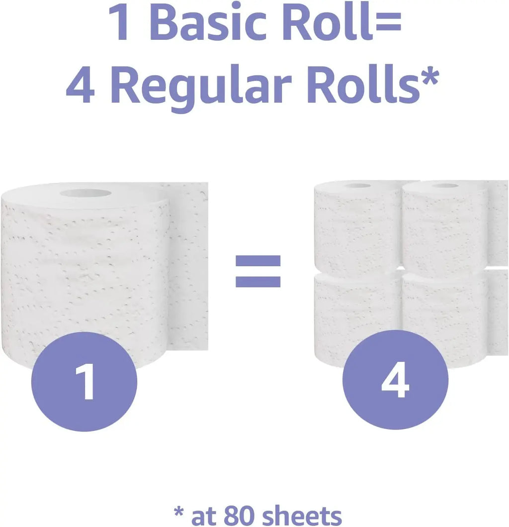 2-Ply Toilet Paper, 30 Rolls (5 Packs of 6), Equivalent to 129 Regular Rolls