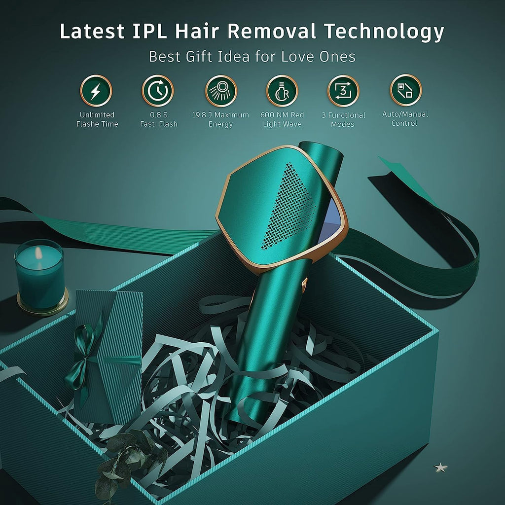 IPL Laser Hair Removal for Women and Men, Long-Lasting Results,999,999 Flashes Painless Hair Removal, 3-In-1 Permanent Hair Removal Device for Face Body Bikini Line Beauty Care