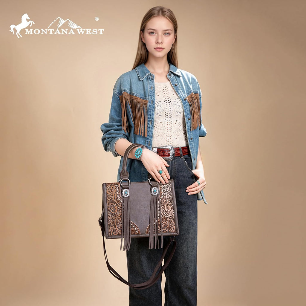 Tote Bag for Women Western Tooling Handbags Embroidered Concho Crossbody