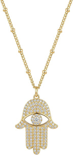 Gold Dainty Evil Eye Necklace for Women 18K Gold Plated Cute Delicate Solitaire Cubic Zirconia Boho Protection Evil Eye Minimalist Simple Necklace