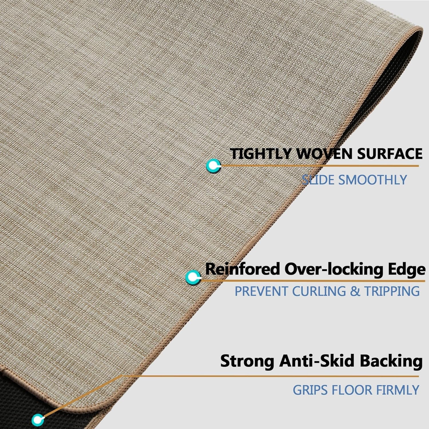 Chair Mat for Hardwood Floor, 36" X 48" Heavy Duty Office Chair Mat for Rolling Chairs, anti Slip, Non-Curve, Floor Protector for Home Office, Ivory Linen Weave
