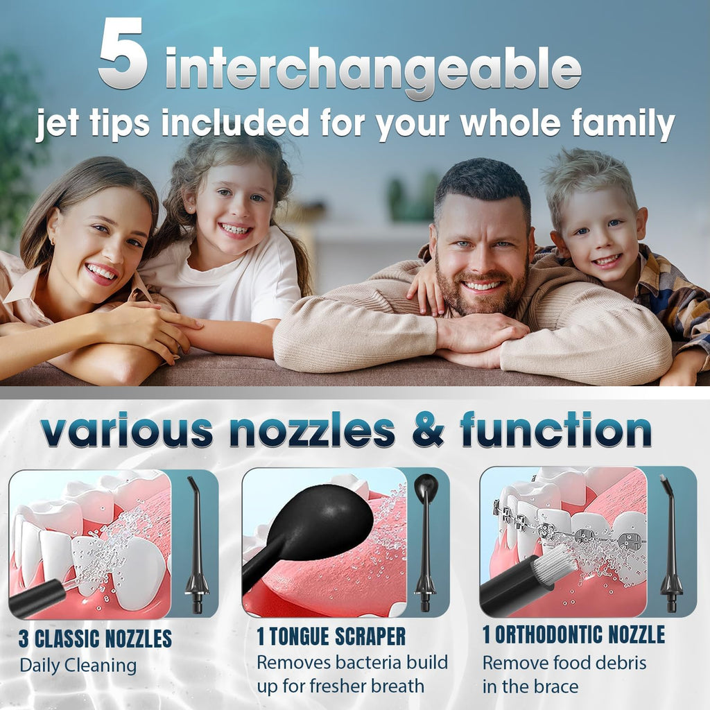 Water Dental Flosser Teeth Pick - 4 Modes Dental Oral Irrigator, Portable & Rechargeable IPX7 Waterproof Personal Orthodontic Supplie Water Teeth Cleaner Picks for Home Travel