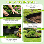 Landscape Edging, 4IN X 66FT Plastic Garden Edging Borders with 100 Spikes, Flexible No Dig Garden Border Kit for Garden, Yard, Flower Bed & Landscaping