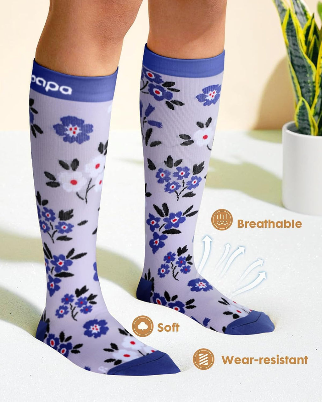 Cute Compression Socks for Women | 3 Pairs 20-30 Mmhg Graduated Support Knee High Compression Socks for Daily Wear Travel Nurse