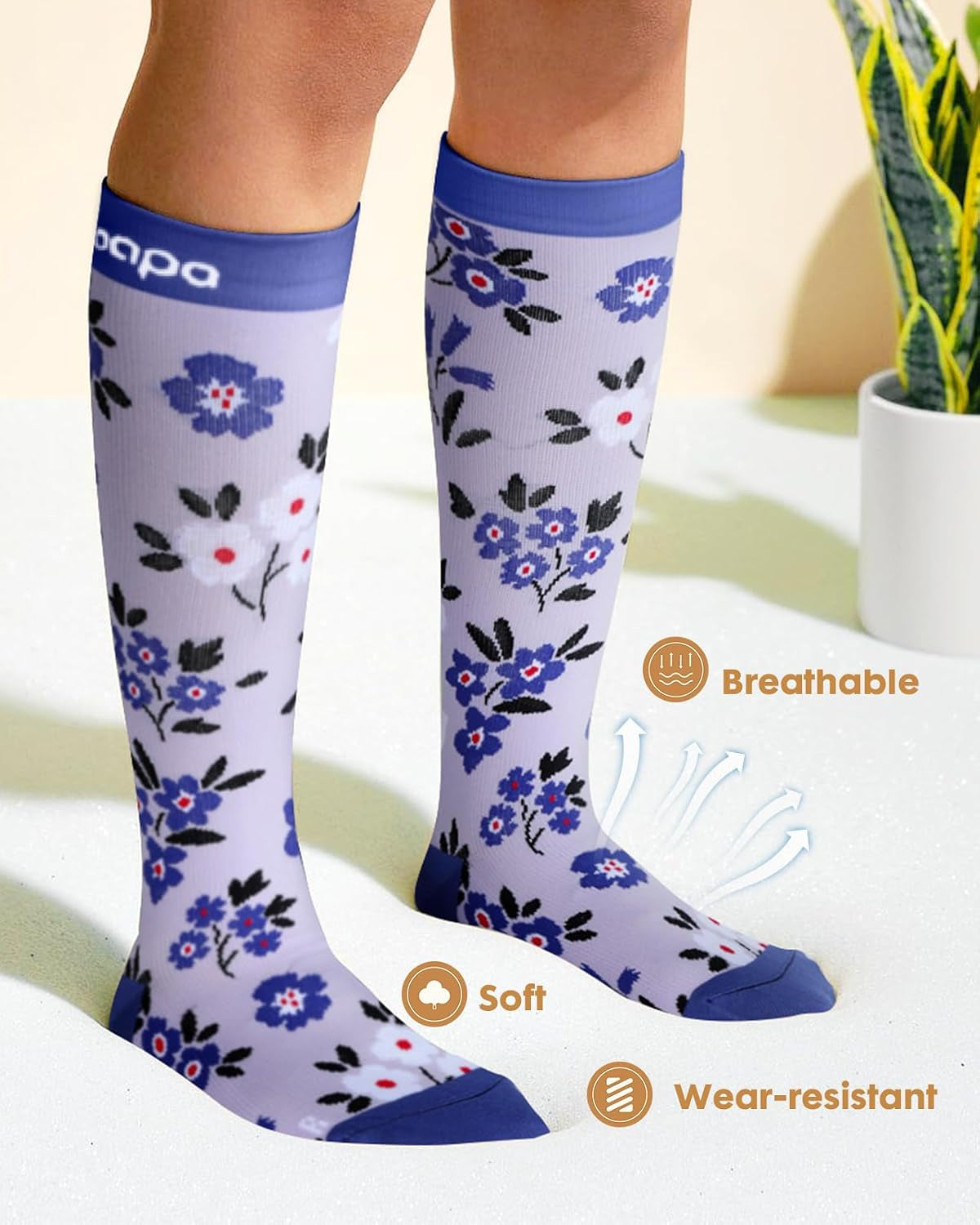 Cute Compression Socks for Women | 3 Pairs 20-30 Mmhg Graduated Support Knee High Compression Socks for Daily Wear Travel Nurse