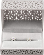 Hollow Velvet Ring Box Velvet Jewelry Box for Rings Couple Double Ring Bearer Box Engagement Gift (Gray)