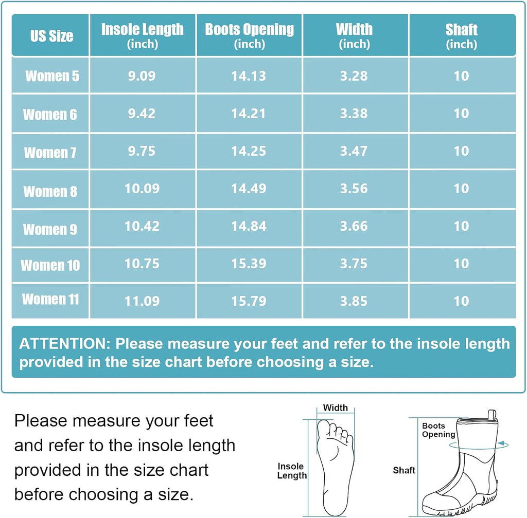 Rubber Boots for Women, Waterproof Mid Calf Women Rain Boots with Steel Shank, 6Mm Neoprene Insulated Rubber Garden Boots for Women Mud Working Farming Fishing