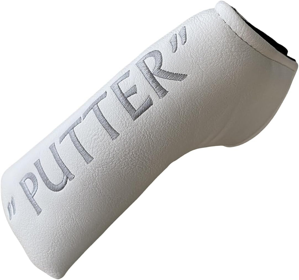 Golf Blade Putter Head Cover Headcover Magnetic - White Putter Golf Headcover - Premium Synthetic Leather Putter Cover for Golf Clubs Fits for Most Brands