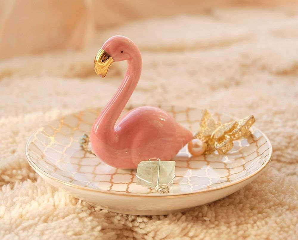 Flamingo Gifts for Women Ring Holder for Jewelry, Pink Decor Flamingo Gift for Women Girls Friend Her Mom Mothers Day Birthday Christmas Thanksgiving Valentines