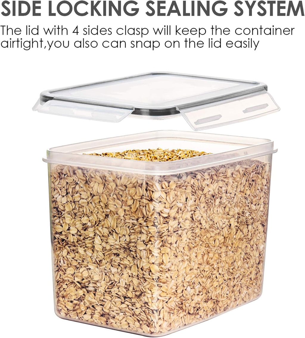 Airtight Food Storage Containers 6 Pieces - Plastic BPA Free Kitchen Pantry Storage Containers for Sugar,Flour and Baking Supplies - Dishwasher Safe - Include 24 Labels, Black | Airtight Bpa-Free Containers Keep Baking Supplies Fresh. Dishwasher Safe Set