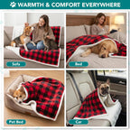 Dog Blanket for Small Medium Dogs and Cats, Soft Sherpa Fleece Pet Blanket Throw for Puppies Kittens, Reversible Plush Couch Cover Protector Sofa Bed Crate, Machine Washable, 60X40, Checker Red