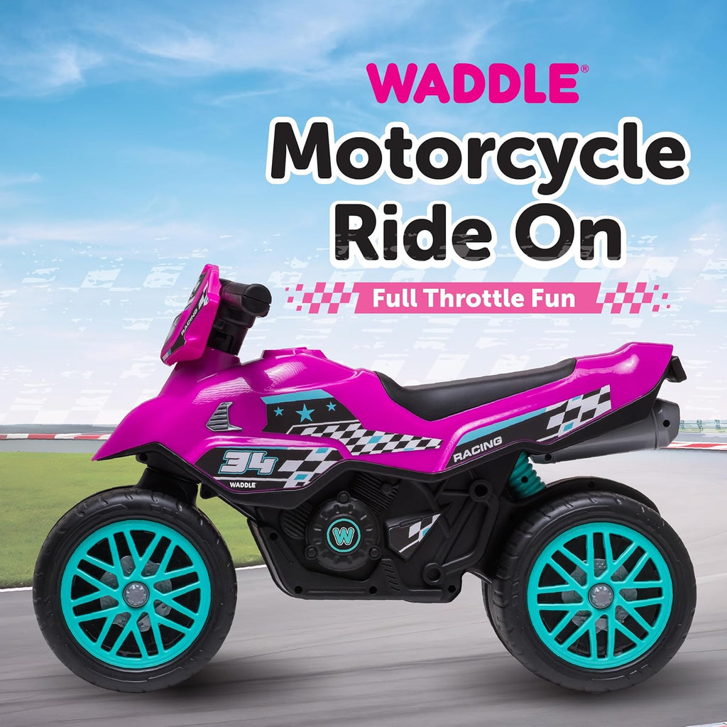 Kids Motorcycle Balance Bike - Toddler Ride on Toys W/Sounds, Wide Wheel Base, Rubber Coated Wheels, Foot to Floor Toddler Car up to 44 Lbs, Motorbike for Kids Ages 18 Months to 3 Yrs, Pink