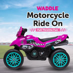 Kids Motorcycle Balance Bike - Toddler Ride on Toys W/Sounds, Wide Wheel Base, Rubber Coated Wheels, Foot to Floor Toddler Car up to 44 Lbs, Motorbike for Kids Ages 18 Months to 3 Yrs, Pink