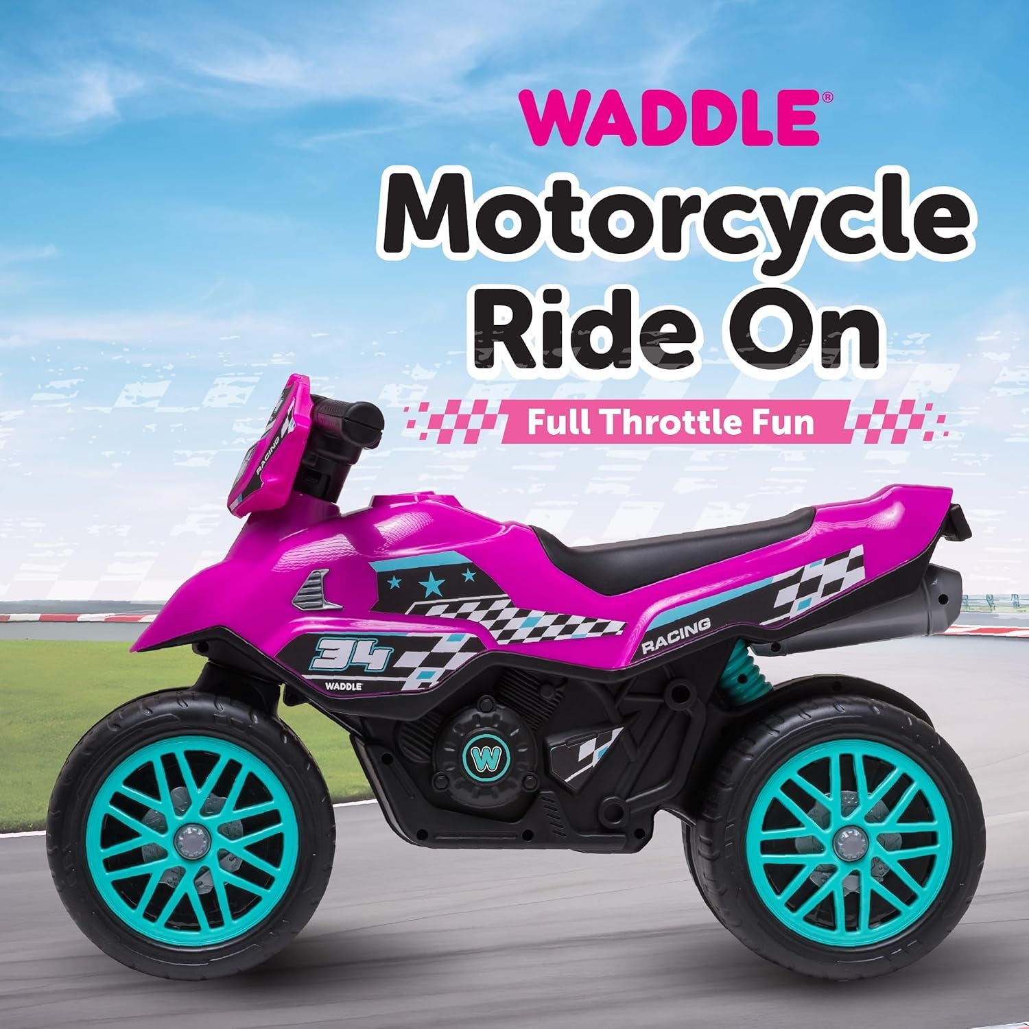 Kids Motorcycle Balance Bike - Toddler Ride on Toys W/Sounds, Wide Wheel Base, Rubber Coated Wheels, Foot to Floor Toddler Car up to 44 Lbs, Motorbike for Kids Ages 18 Months to 3 Yrs, Pink
