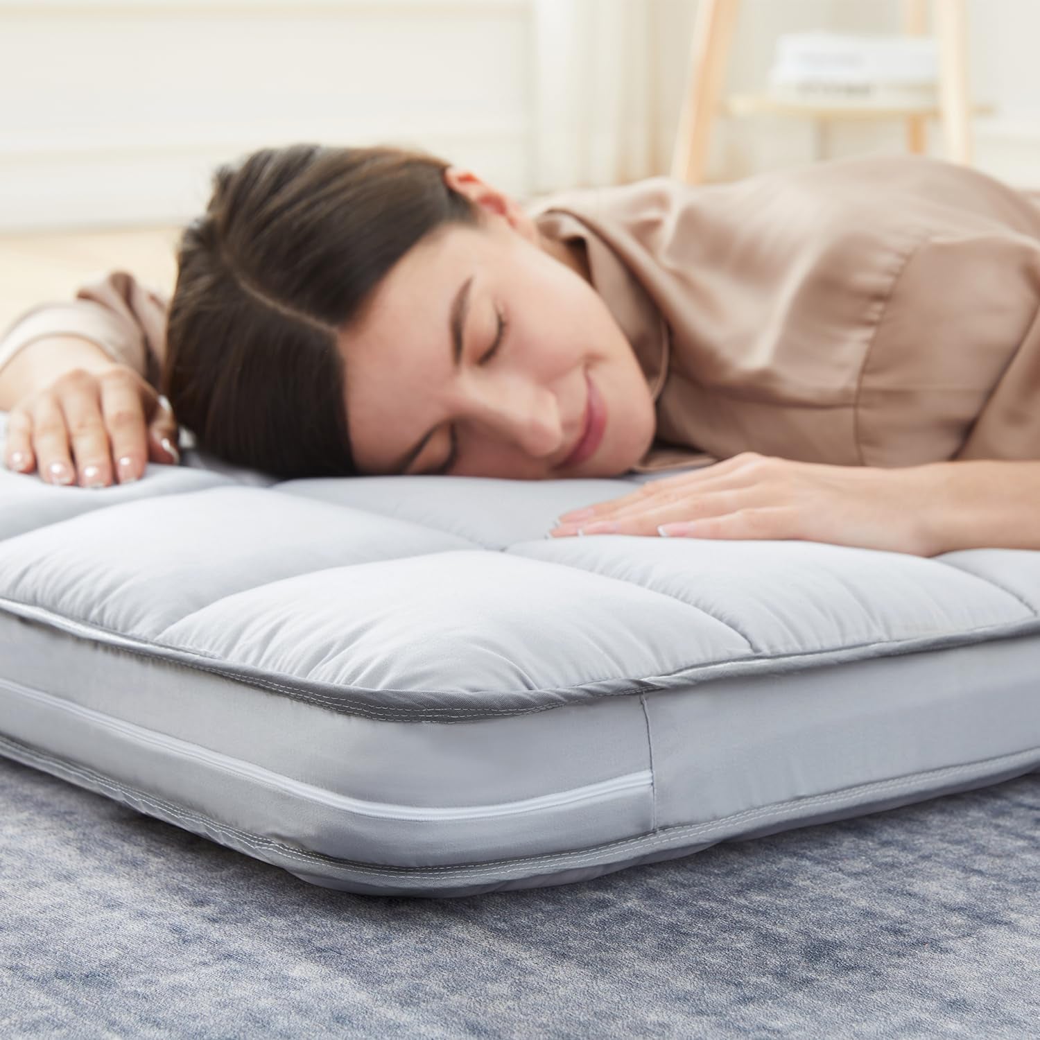 4Inch Cot Mattress Topper,Gel Memory Foam,Machine Washable Thickened Pillow Top Cover,Roll up Floors Mat,Portable Folding Sleep Pad,Small Single (72 X 24“)