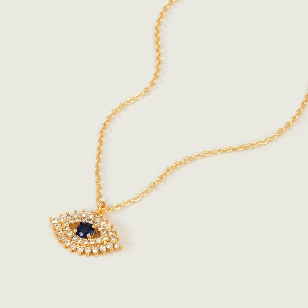 Gold Dainty Evil Eye Necklace for Women 18K Gold Plated Cute Delicate Solitaire Cubic Zirconia Boho Protection Evil Eye Minimalist Simple Necklace