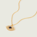 Gold Dainty Evil Eye Necklace for Women 18K Gold Plated Cute Delicate Solitaire Cubic Zirconia Boho Protection Evil Eye Minimalist Simple Necklace
