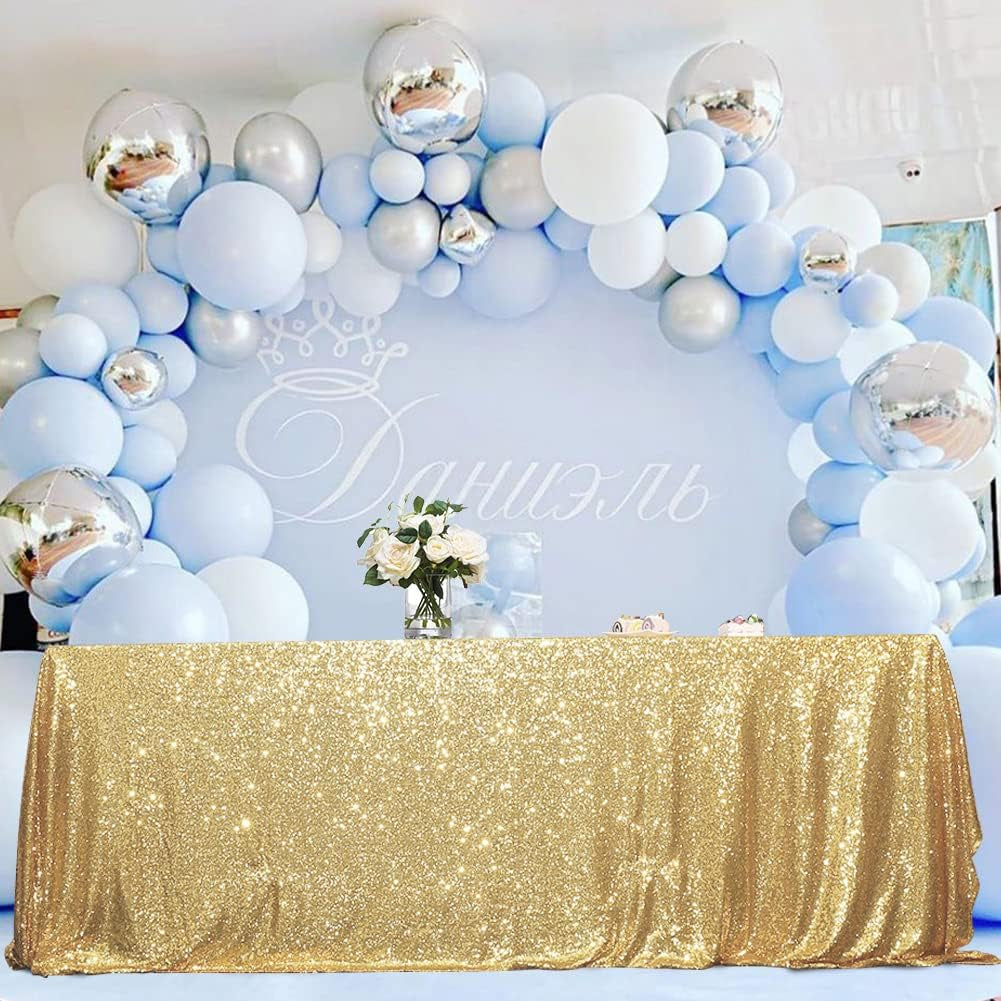 Sequin Tablecloth, 60X102 Inch Gold Rectangle Glitter Table Cover for Cake Dessert Exhibition Party Birthday Events