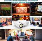 Mini Video Projector, 1080P Supported, Portable Outdoor Movie Projector, 176" Display Compatible with TV Stick, HDMI, USB, VGA, AV for Home Entertainment