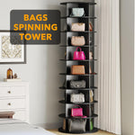 9 Tier Rotating Shoe Rack Tower, Spinning Shoe Display Lazy Susan, Revolving 360 Shoe Rack Storage round Carousel, Vertical Handbag Rotate Shoes Closet Organization (9-Tier Black)