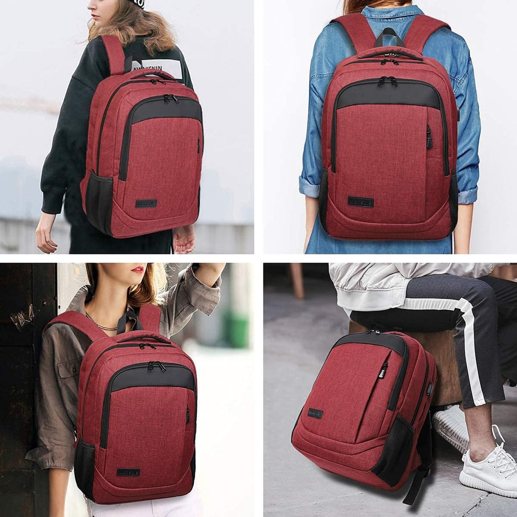 Travel Laptop Backpack anti Theft Backpacks with USB Charging Port, Travel Backpacks Business Work Bag 15.6 Inch College Computer Bag for Men Women, Red