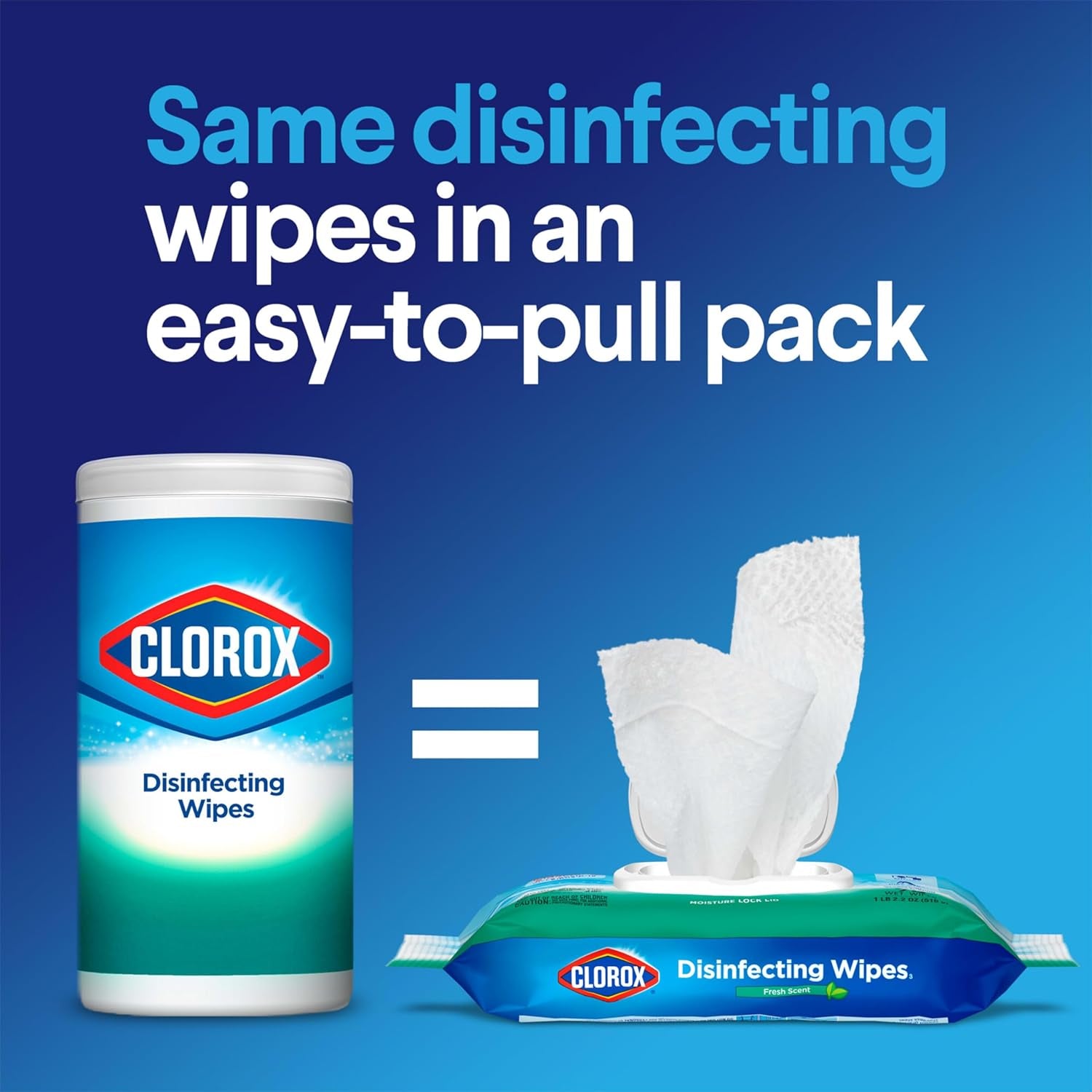 Disinfecting Wipes, Bleach Free, Household Essentials, Fresh Scent, Moisture Seal Lid, 75 Cleaning Wipes, Pack of 3 (New Packaging)