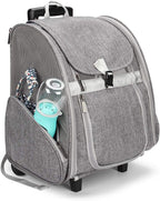 Pet Rolling Carrier, Dog Backpack with Wheels,Cats,Puppies Travel Bag with Wheels,Dog Trolley(Grey)