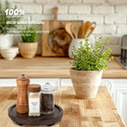 round Decorative Tray Farmhouse Kitchen Decor Soap Dish, 8" Walnut | Waterproof, Lightweight, Easy Clean, Wood Riser Pedestal Stand Accessories for Office Desk, Vanity, Counter, Sink