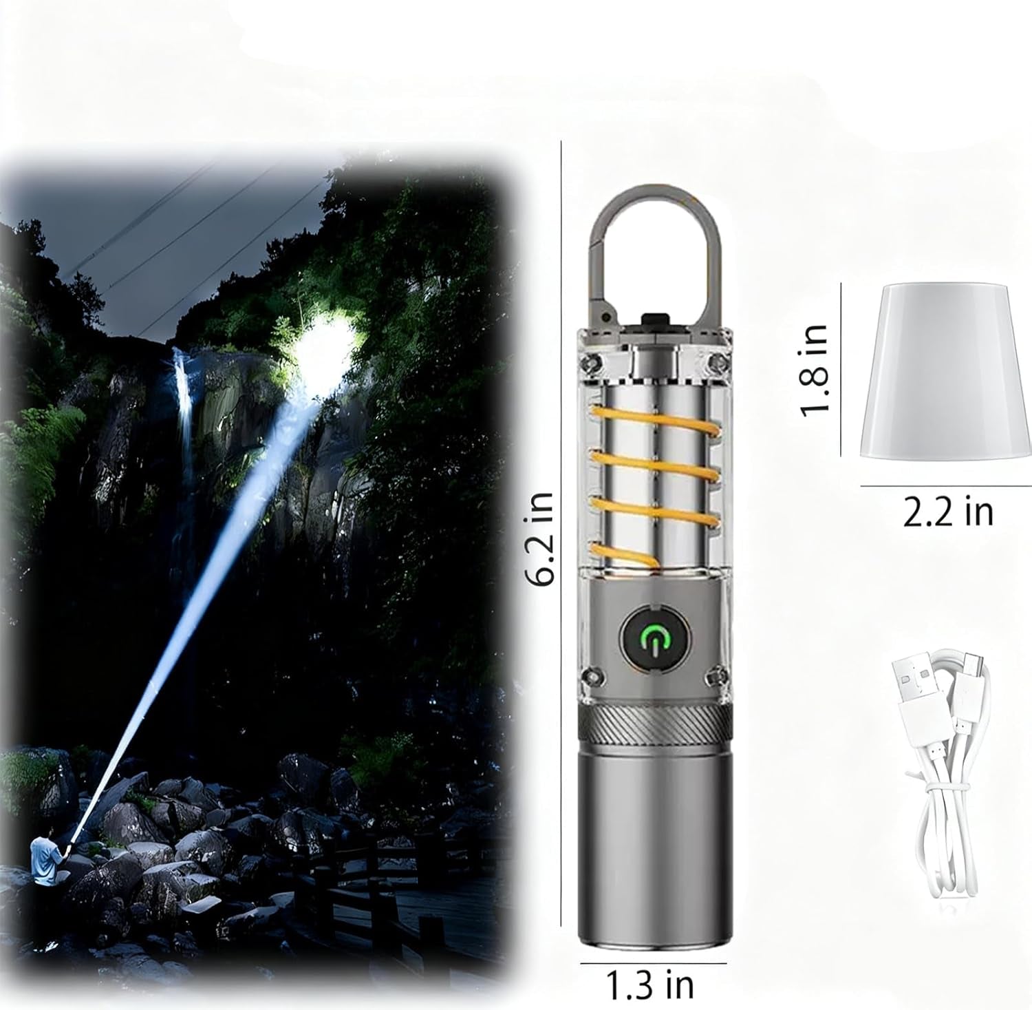 High Lumens Rechargeable Flashlights, 100000 Lumens Super Bright Flashlights, 6 Modes Zoomable High Bright Flashlights，Suitable for Hiking Camping and Family Emergencies