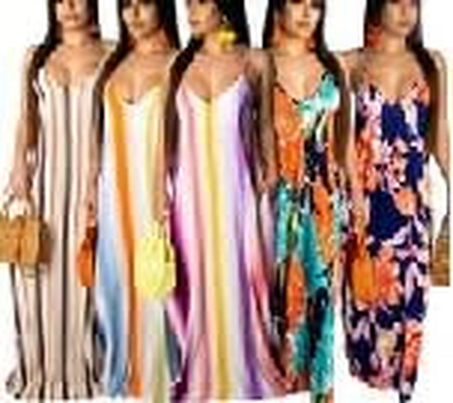 2026 Women'S Casual Summer Floral Long Maxi Dresses Floor Length Sleeveless plus Size Sundresses