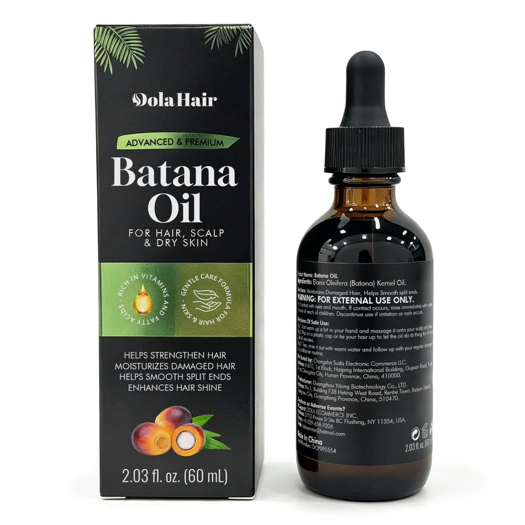 Batana Oil for Hair, Scalp & Skin, Natural Elaeis Oleifera Kernel Oil, Moisturizing Hair Oil for Dry Hair, Lightweight Conditioning Oil, Enhances Softness & Shine, 2.03 Fl Oz (60 Ml)