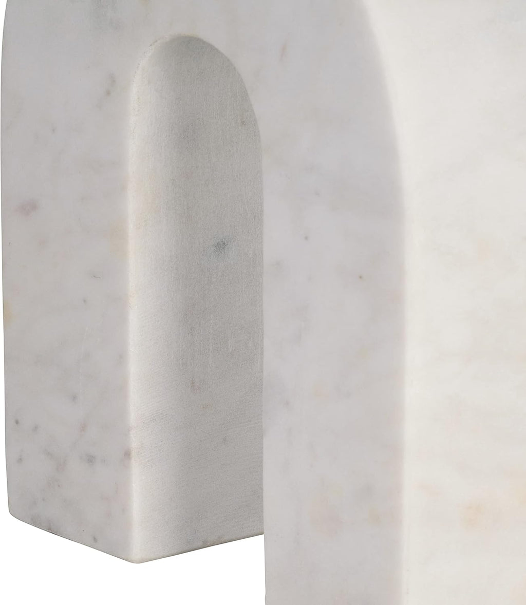 Marble Horseshoe Tabletop Decor White, Contemporary, 5" L X 2" W X 6" H