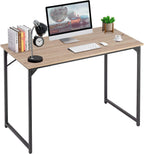 | 39 Inch Computer Desk | Nature | Sturdy Office Desk | Metal Frame, Adjustable Feet | Water-Resistant, Scratchproof Surface | Writing Table for Home Office or Study | Pack of 1