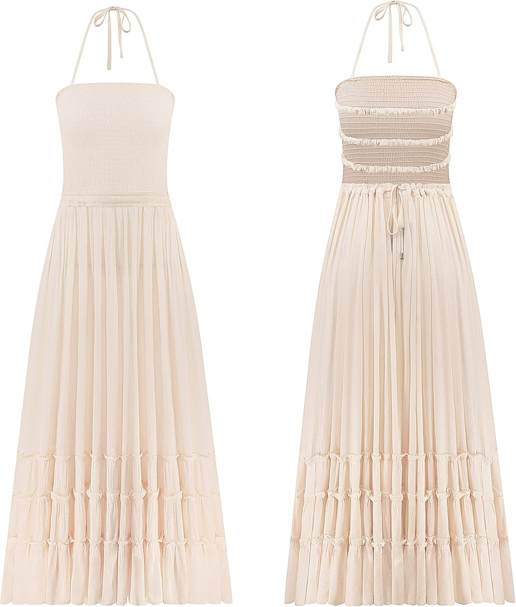 Womens Summer Boho Sexy Backless Long Dresses